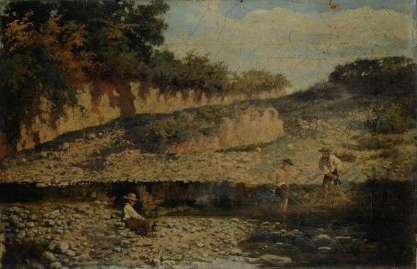 Eufemio Grazzini : Pescatori  (1867)  - Olio su tela - Auction Autori del XIX e XX sec. - I - Galleria Pananti Casa d'Aste