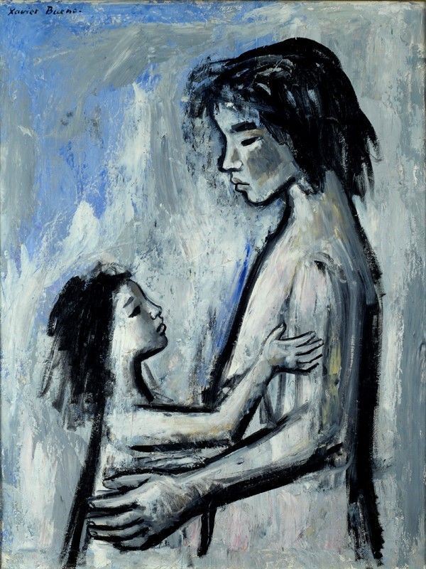 Xavier Bueno : Madre e figlia  - Olio su tela - Auction Autori del XIX e XX sec. - I - Galleria Pananti Casa d'Aste