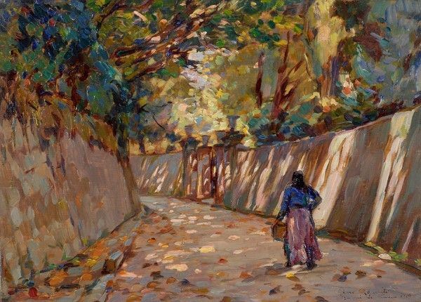 Gino Romiti - Bagni di Lucca - Strada con figura