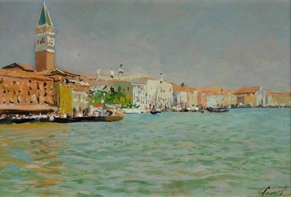 Carlo Passigli : Venezia  - Olio su cartone - Auction Autori del XIX e XX sec. - I - Galleria Pananti Casa d'Aste