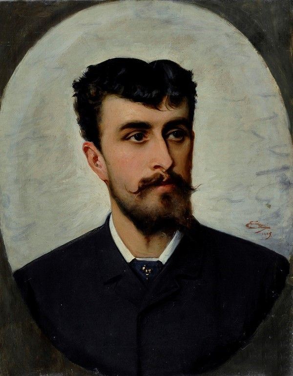 Corrado Sarri : Ritratto virile  (1885)  - Olio su tela - Asta Autori del XIX e XX sec. - I - Galleria Pananti Casa d'Aste