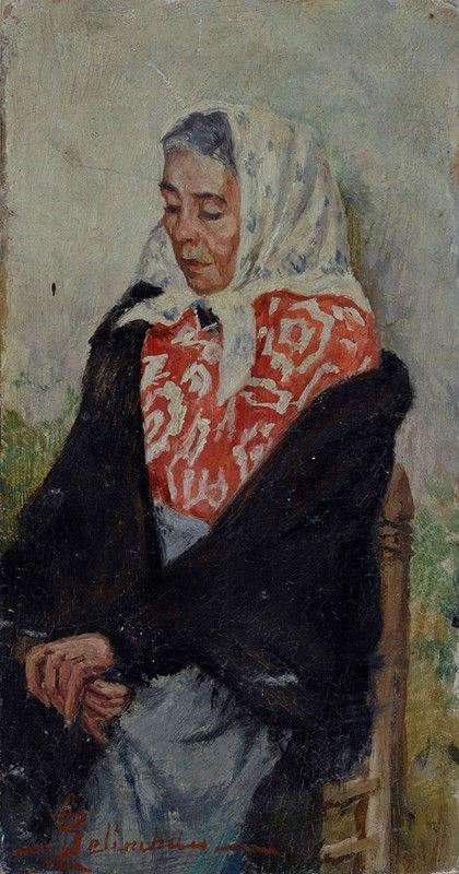 Adolfo Belimbau : Ritratto di donna  - Olio su tela - Asta Autori del XIX e XX sec. - I - Galleria Pananti Casa d'Aste