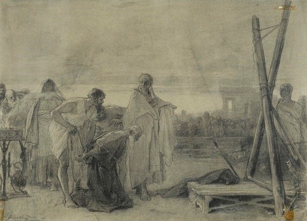 Nicol&#242; Barabino : Martirio di Sant' Andrea  - Matita su carta - Asta Autori del XIX e XX sec. - I - Galleria Pananti Casa d'Aste