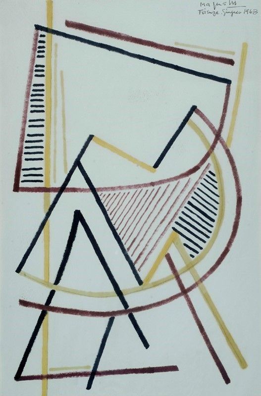 Alberto Magnelli : Composizione  (1963)  - Inchiostro colorato su carta - Asta Autori del XIX e XX sec. - I - Galleria Pananti Casa d'Aste