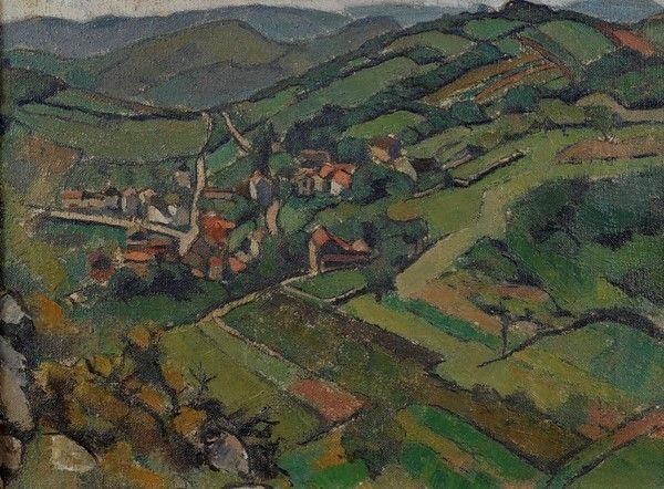 Arturo Tosi : Paesaggio collinare  - Olio su tela - Asta Autori del XIX e XX sec. - I - Galleria Pananti Casa d'Aste