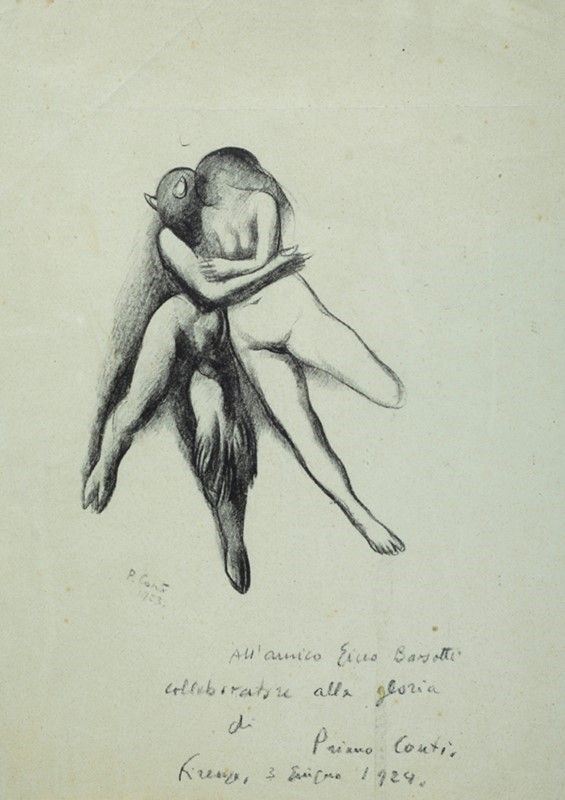 Primo Conti : Arianna e il minotauro  (1923)  - Matita su carta - Asta Autori del XIX e XX sec. - I - Galleria Pananti Casa d'Aste