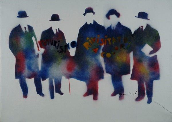Mario Schifano : Futurismo rivisitato  (1979)  - Smalto su tela - Asta Arte moderna e contemporanea, Grafica ed edizioni - Galleria Pananti Casa d'Aste