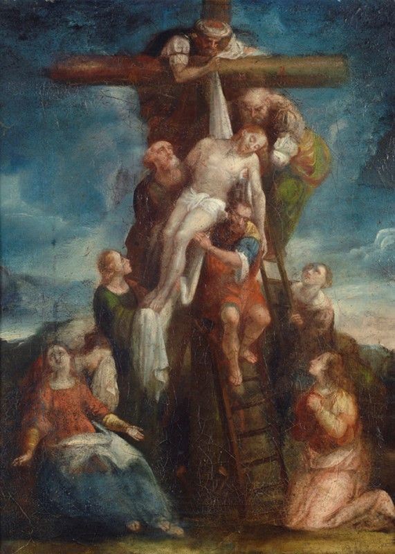 Scuola Italia Centrale, XVIII sec. : Deposizione  - Olio su tela - Auction Dipinti dal XV al XX sec. e oggetti di antiquariato - Galleria Pananti Casa d'Aste