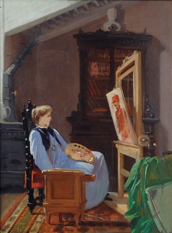 Scuola Toscana, XIX Sec. - La Pittrice