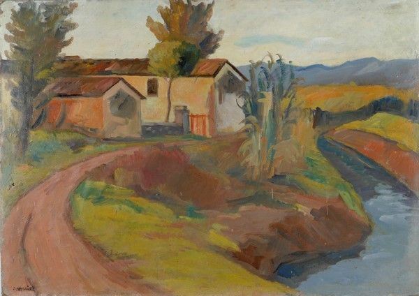 Umberto Mariotti - Paesaggio con case