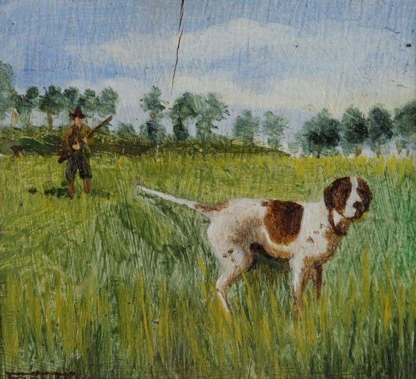 Anonimo, XIX - XX Sec. - Due Paesaggi; Due Scene di Caccia