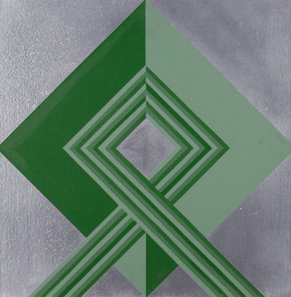 Fernanda Fedi : Struttura verde/argento  (1972)  - Acrilico su tavola - Asta Arte moderna e contemporanea, Grafica ed edizioni - Galleria Pananti Casa d'Aste