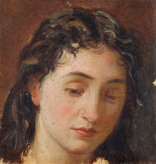 Contardo Barbieri : Volto di donna  - Olio su cartoncino - Asta Arte moderna e contemporanea, Grafica ed edizioni - Galleria Pananti Casa d'Aste