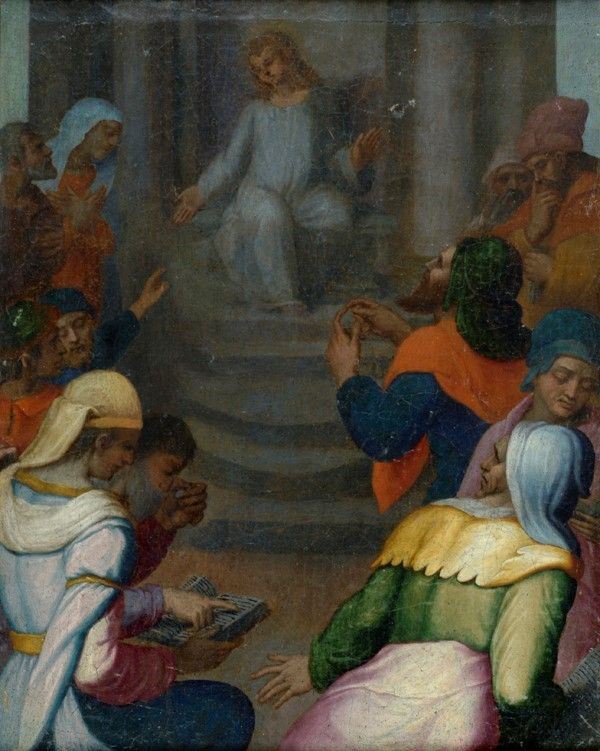 Scuola Fiamminga, fine XVI sec. - Cristo davanti ai dottori