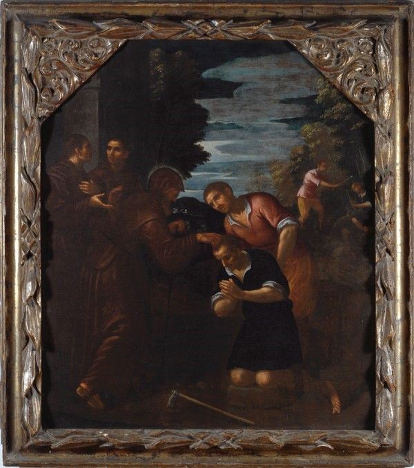 Scuola Veneta, seconda met&#224; XVI sec. - Miracolo di un santo francescano
