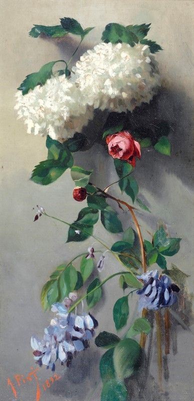 A. Pini : Fiori  (1892)  - Olio su tela - Auction Dipinti dal XV al XX sec. e oggetti di antiquariato - Galleria Pananti Casa d'Aste