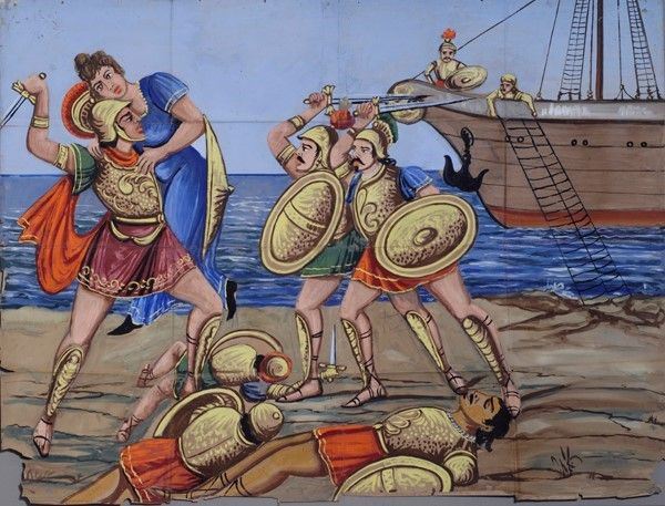 Ratto di Elena  - Auction Collezioni di cartelloni dell'opera dei pupi siciliani - I - Galleria Pananti Casa d'Aste