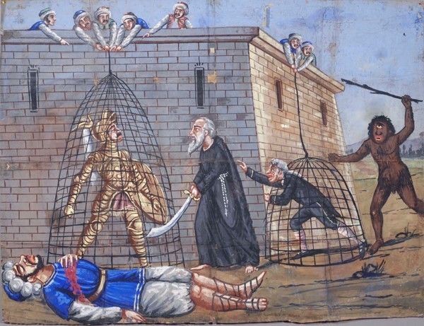 Orlando catturato con la rete  - Auction Collezioni di cartelloni dell'opera dei pupi siciliani - I - Galleria Pananti Casa d'Aste