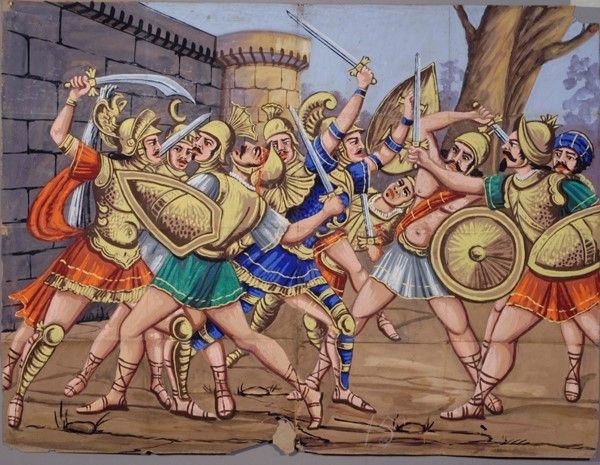 Stragi che fanno Ettore ed Enea dei Greci  - Auction Collezioni di cartelloni dell'opera dei pupi siciliani - I - Galleria Pananti Casa d'Aste