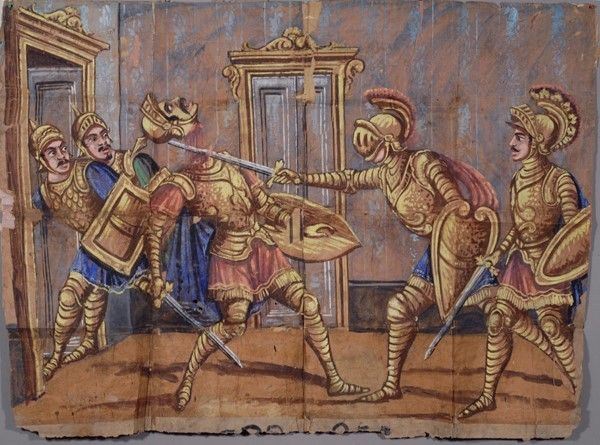 Malaguerra che ammazza magonzesi  - Asta Collezioni di cartelloni dell'opera dei pupi siciliani - I - Galleria Pananti Casa d'Aste