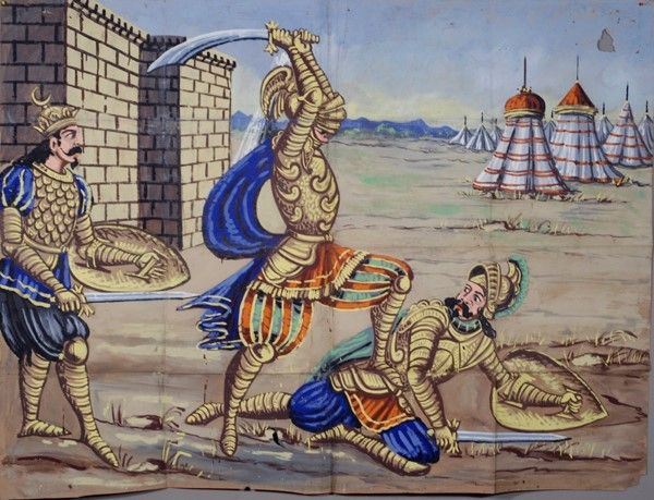 Orlando da Antiforo sottomette Balario  - Auction Collezioni di cartelloni dell'opera dei pupi siciliani - I - Galleria Pananti Casa d'Aste