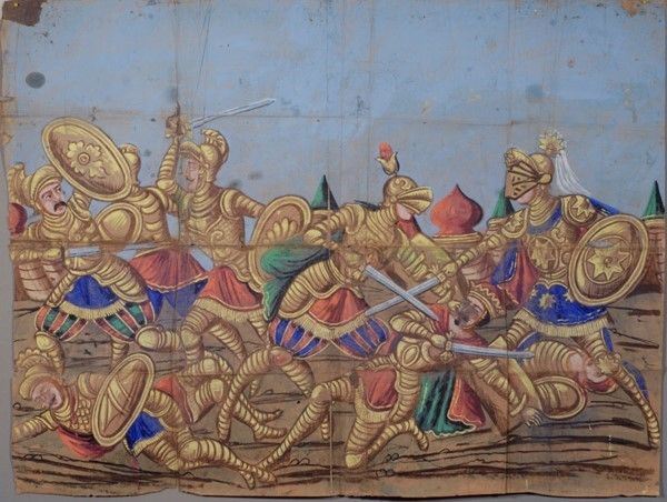 Battaglia di Eminio  e Bencaria ovvero Gemma  - Auction Collezioni di cartelloni dell'opera dei pupi siciliani - I - Galleria Pananti Casa d'Aste