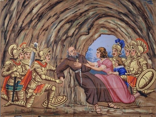 Morte dell'eremita Asteneatte assistito dei suoi  - Auction Collezioni di cartelloni dell'opera dei pupi siciliani - I - Galleria Pananti Casa d'Aste