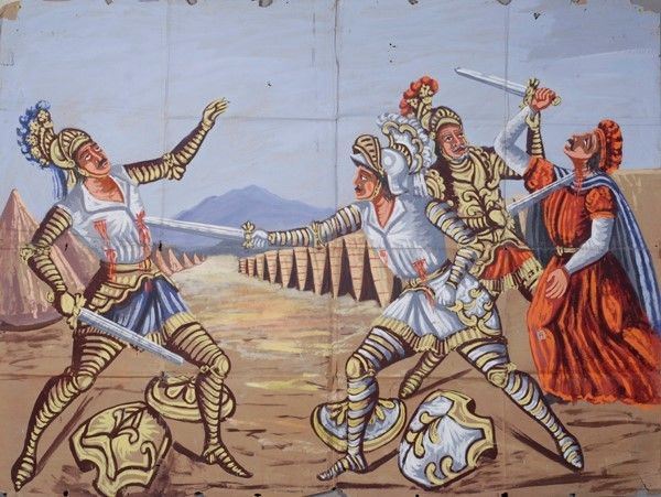 Marquillo uccide Alessandro II°  - Auction Collezioni di cartelloni dell'opera dei pupi siciliani - I - Galleria Pananti Casa d'Aste