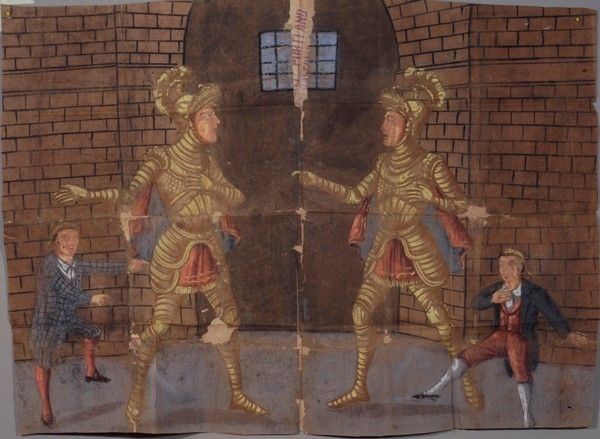 Incontro di Trovato e Spagnoletto nella prigione  - Auction Collezioni di cartelloni dell'opera dei pupi siciliani - I - Galleria Pananti Casa d'Aste