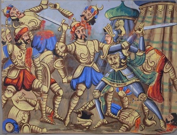 Rinaldo fa stragi del consiglio di Agramante