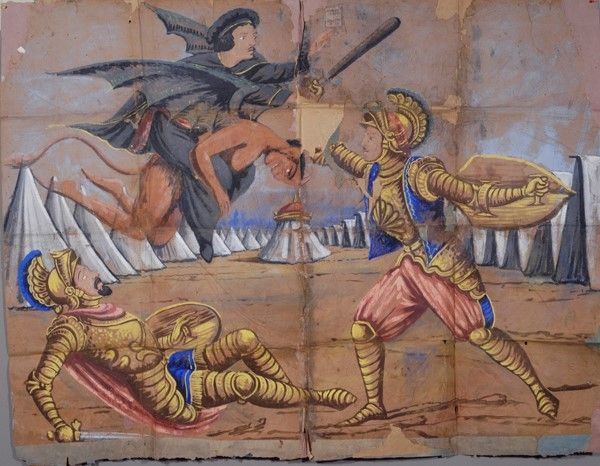 Buovo riconosce i suoi figli  - Auction Collezioni di cartelloni dell'opera dei pupi siciliani - I - Galleria Pananti Casa d'Aste