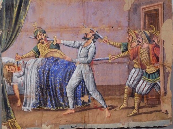 Morte di Morbello e Rosana  - Asta Collezioni di cartelloni dell'opera dei pupi siciliani - I - Galleria Pananti Casa d'Aste