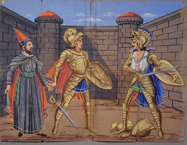Gran duello di Rmanuello e Immoledetto:sua riconoscenza di Padre e figlio per mezzo del mago Spinello