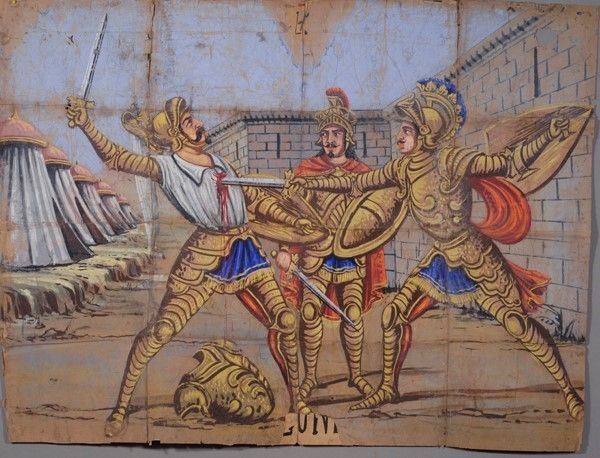 Morte di Sciandivante  - Asta Collezioni di cartelloni dell'opera dei pupi siciliani - I - Galleria Pananti Casa d'Aste