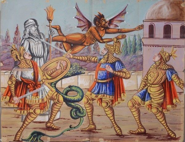 Morte di Cladinoro e Marfisa; Liberazione di Guido Santo  - Auction Collezioni di cartelloni dell'opera dei pupi siciliani - I - Galleria Pananti Casa d'Aste