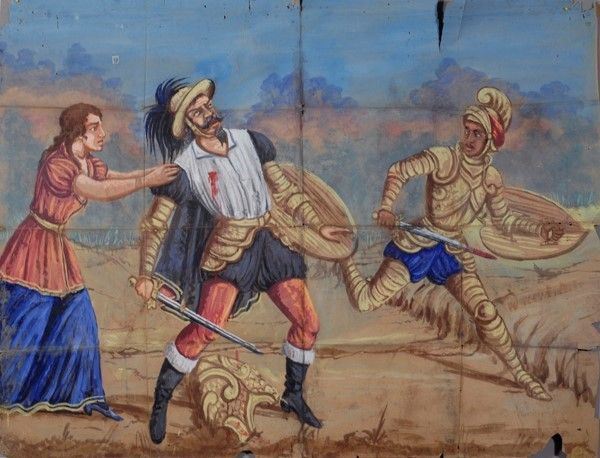 Morte di Agolaccio  - Asta Collezioni di cartelloni dell'opera dei pupi siciliani - I - Galleria Pananti Casa d'Aste