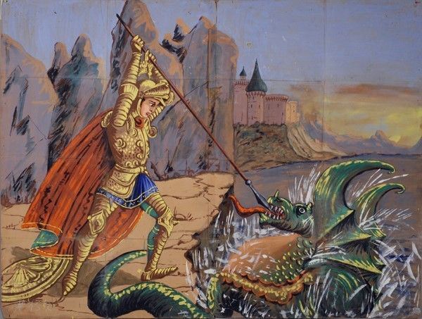 Candellino uccide un mostro morbello  - Auction Collezioni di cartelloni dell'opera dei pupi siciliani - I - Galleria Pananti Casa d'Aste