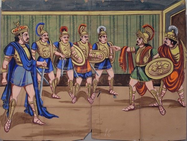 Menelao ed Ulisse ambasciatori a Priamo  - Auction Collezioni di cartelloni dell'opera dei pupi siciliani - I - Galleria Pananti Casa d'Aste