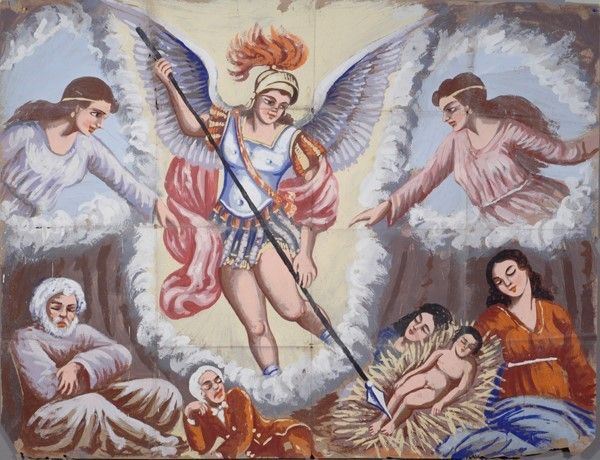 Nascita di Orlando  - Asta Collezioni di cartelloni dell'opera dei pupi siciliani - I - Galleria Pananti Casa d'Aste