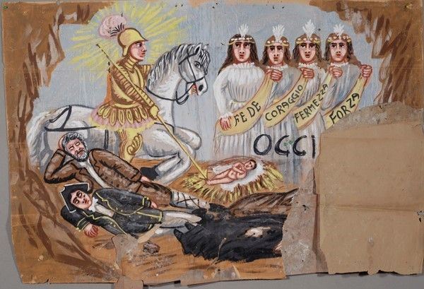 Nascita di Orlandino  - Asta Collezioni di cartelloni dell'opera dei pupi siciliani - I - Galleria Pananti Casa d'Aste