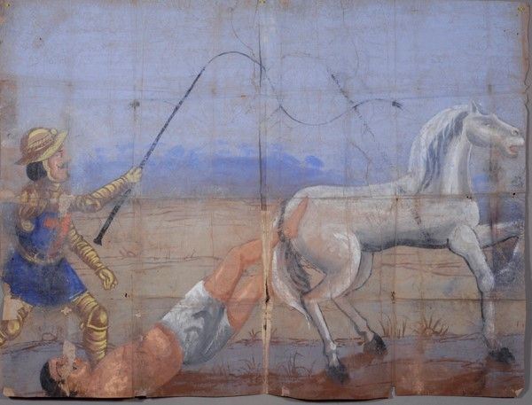 Galeone trascinato alla coda di un cavallo