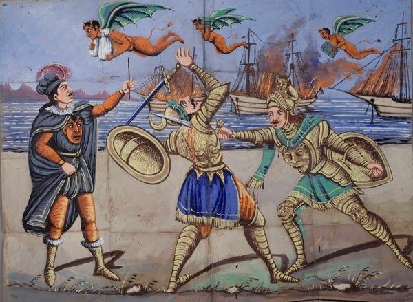 Morte di Caratoro per mano di Rinaldo: Malagigi fa incendiare le navi di Rovenza