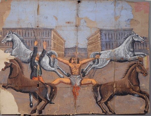 Morte di Gano  - Asta Collezioni di cartelloni dell'opera dei pupi siciliani - I - Galleria Pananti Casa d'Aste