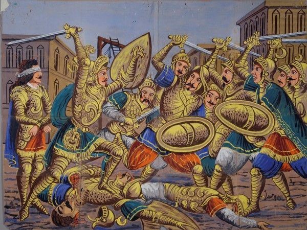 Rinaldo libera Astolfo dalla morte e distrugge i magonzesi bastonando terribilmente Gano