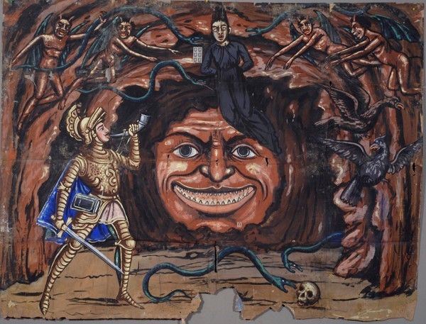 Astolfo all'inferno  - Auction Collezioni di cartelloni dell'opera dei pupi siciliani - I - Galleria Pananti Casa d'Aste
