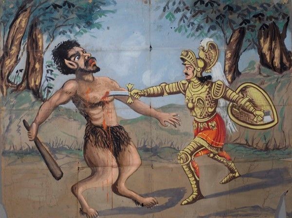 Orlando uccide l'animale parlante  - Auction Collezioni di cartelloni dell'opera dei pupi siciliani - I - Galleria Pananti Casa d'Aste
