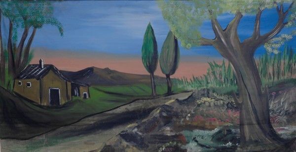 Radura con capanna  - Auction Collezioni di cartelloni dell'opera dei pupi siciliani - I - Galleria Pananti Casa d'Aste