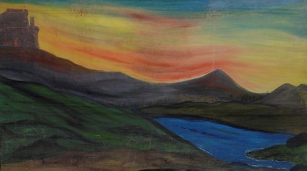 Montagna con lago  - Asta Collezioni di cartelloni dell'opera dei pupi siciliani - I - Galleria Pananti Casa d'Aste