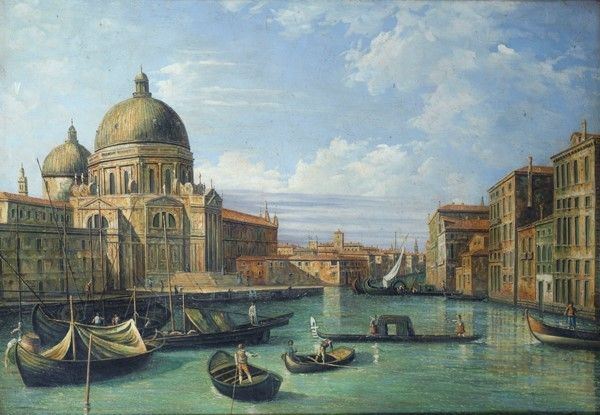 Scuola Veneta, prima met&#224; XIX sec. - Gran Canale con la chiesa di Santa Maria della Salute