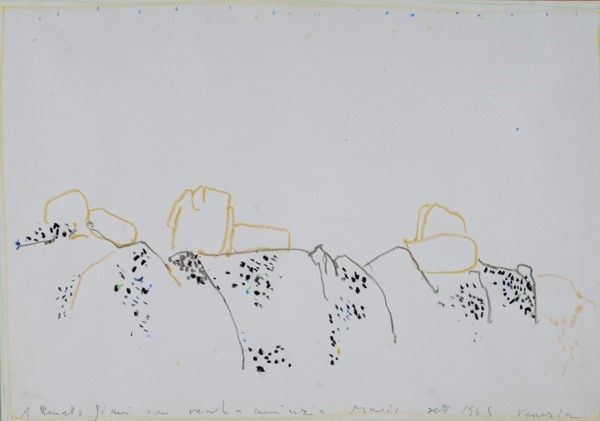 Zoran Music : Colline  (1968)  - Pastelli su carta - Asta Arte moderna e contemporanea, Grafica ed edizioni - Galleria Pananti Casa d'Aste